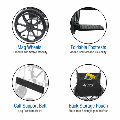 VMS Careline Foldable Manual Wheelchair - Comfort