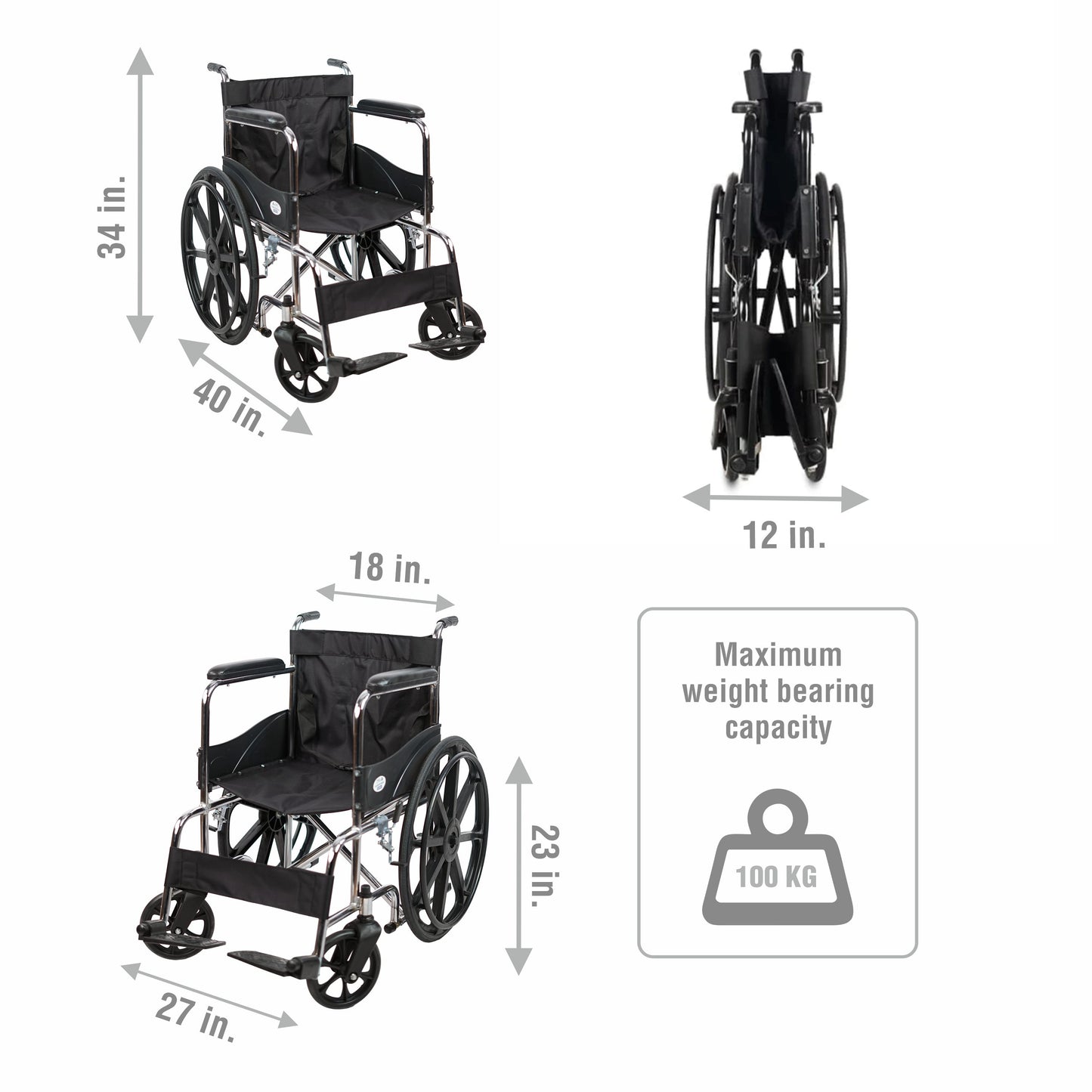 VMS Careline Foldable Manual Wheelchair - Comfort