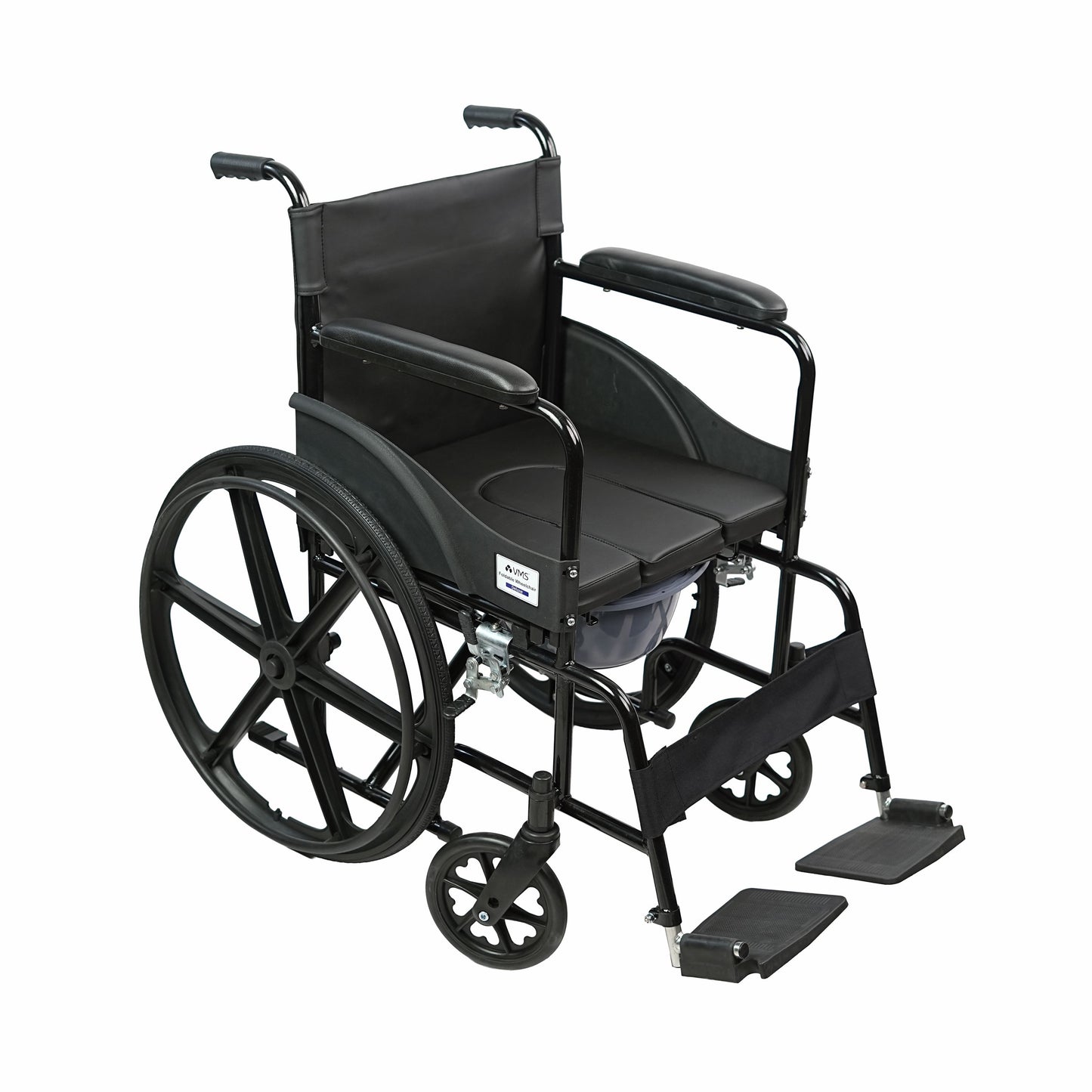 VMS Careline Foldable Commode Wheelchair DELUXE U Shaped Seat