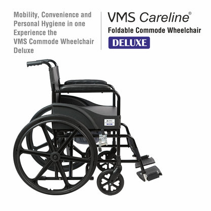 VMS Careline Foldable Commode Wheelchair DELUXE