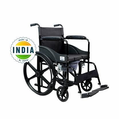 VMS Careline Foldable Commode Wheelchair DELUXE U Shaped Seat