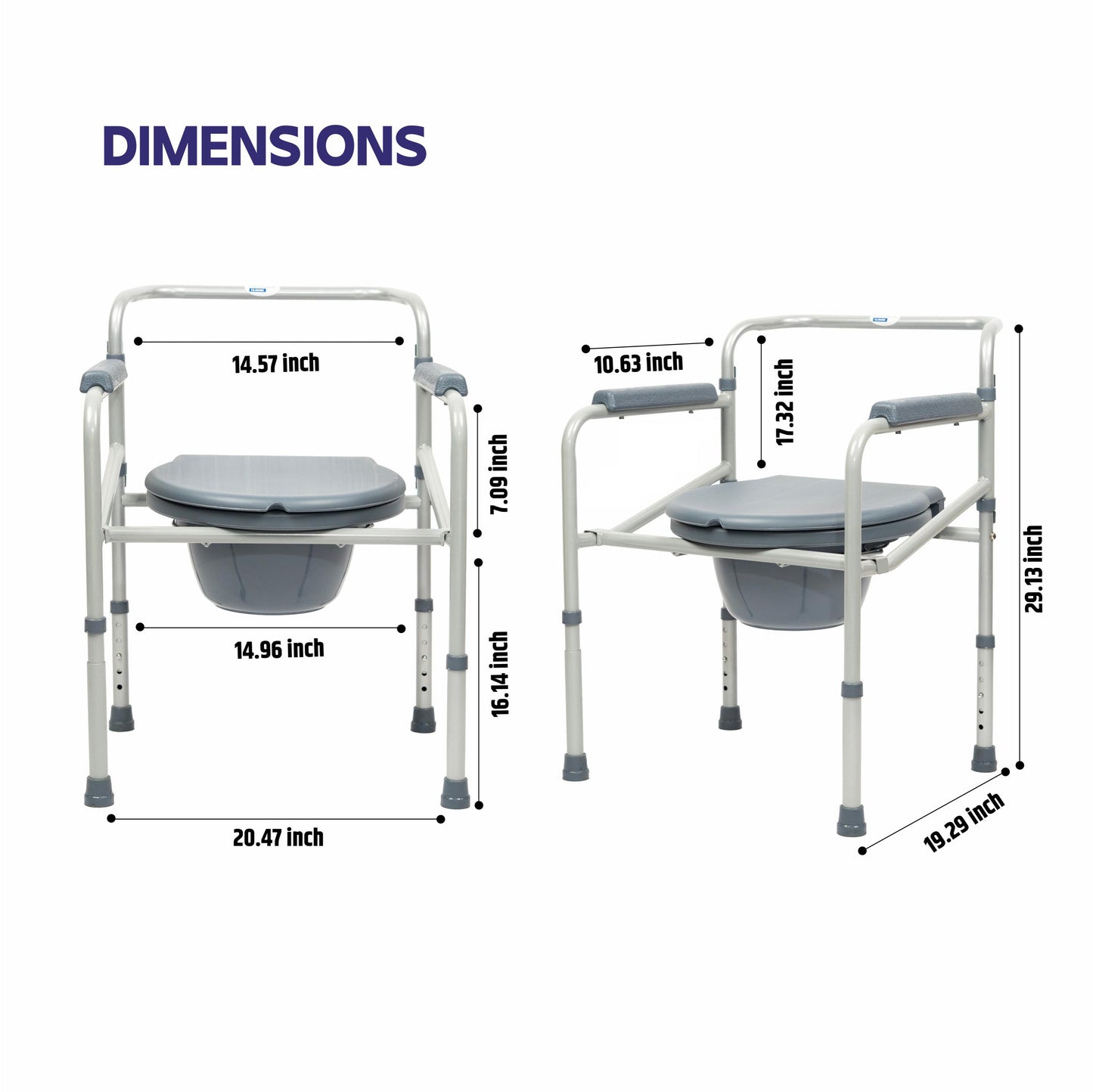 VMS Careline Foldable Commode Chair - CLASSIC