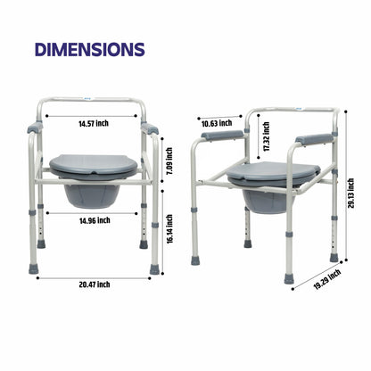VMS Careline Foldable Commode Chair - CLASSIC