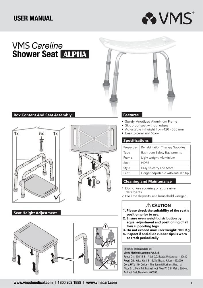 Shower Seat Alpha User Manual