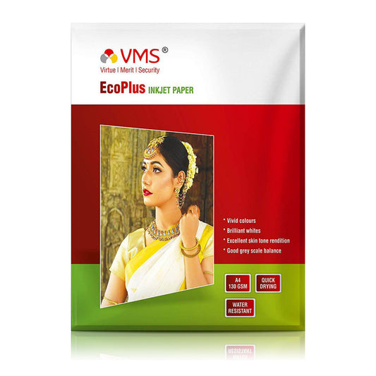 VMS EcoPlus 130 GSM A4 Glossy Photo Paper 50 Sheets Pack Front