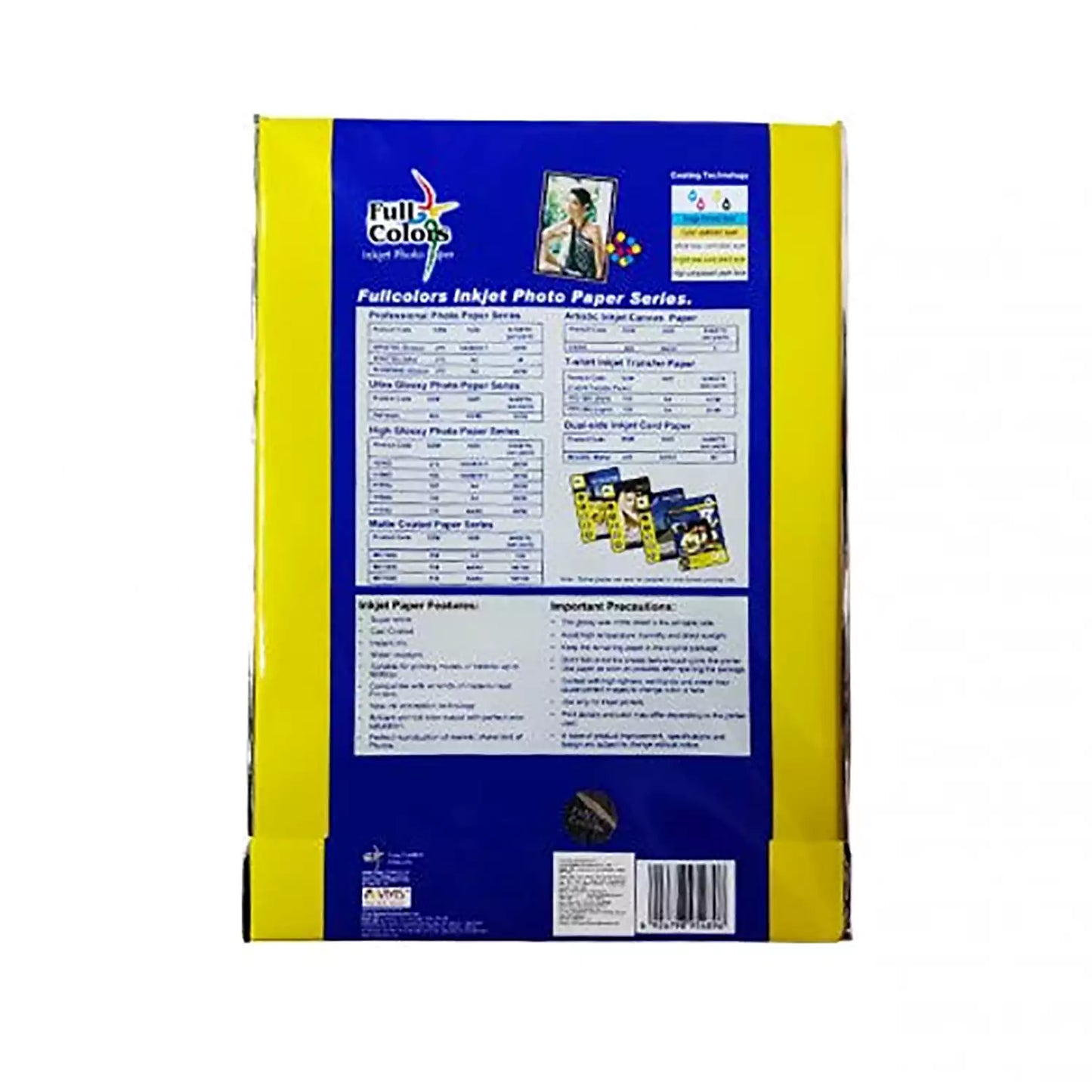 Full Colors 180GSM 4R 4x6-inch High Glossy Photo Paper - 100 Sheets Pack Back