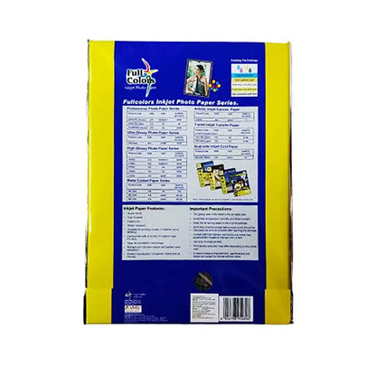 Full Colors 180 GSM A4 High Glossy Photo Paper 20 Sheets Pack Back