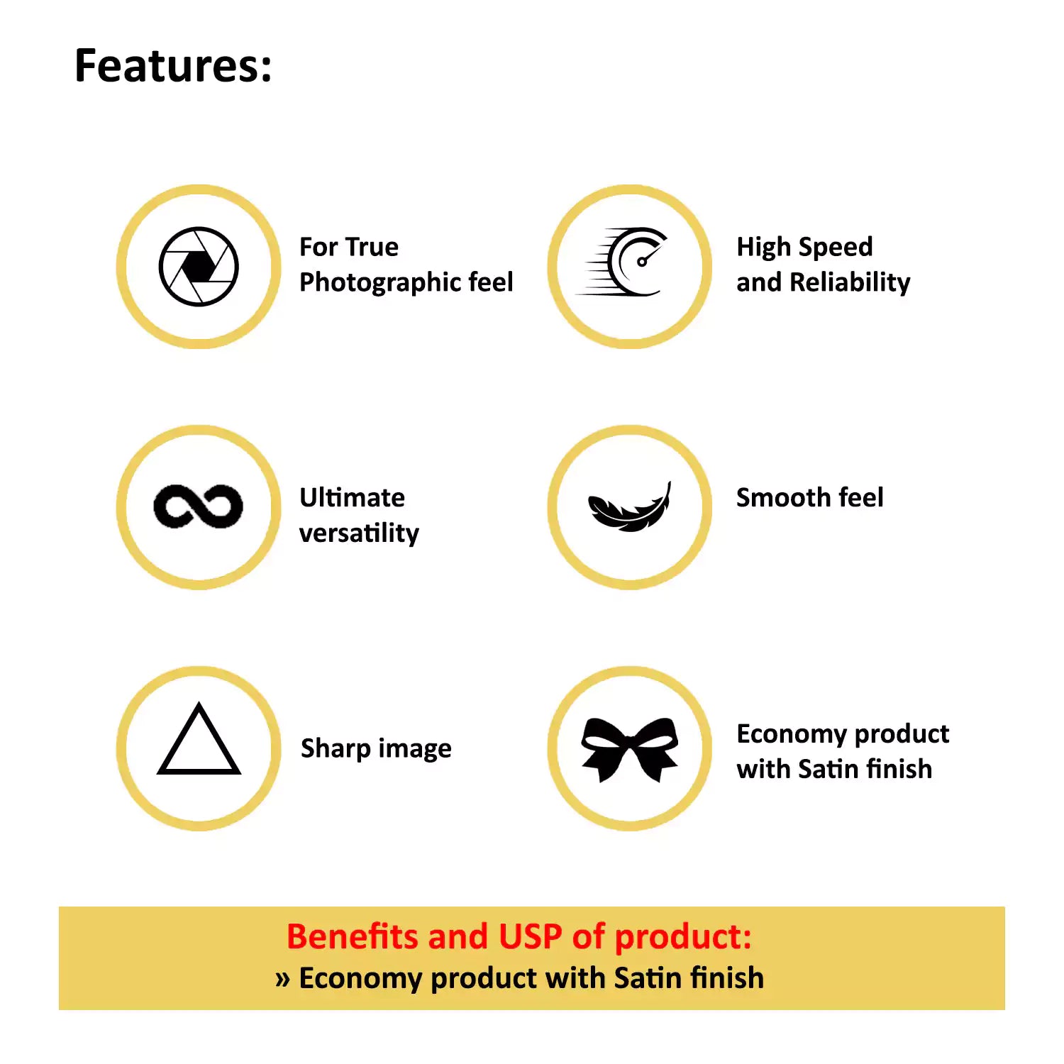 Full Colors 180 GSM A4 High Glossy Photo Paper Features