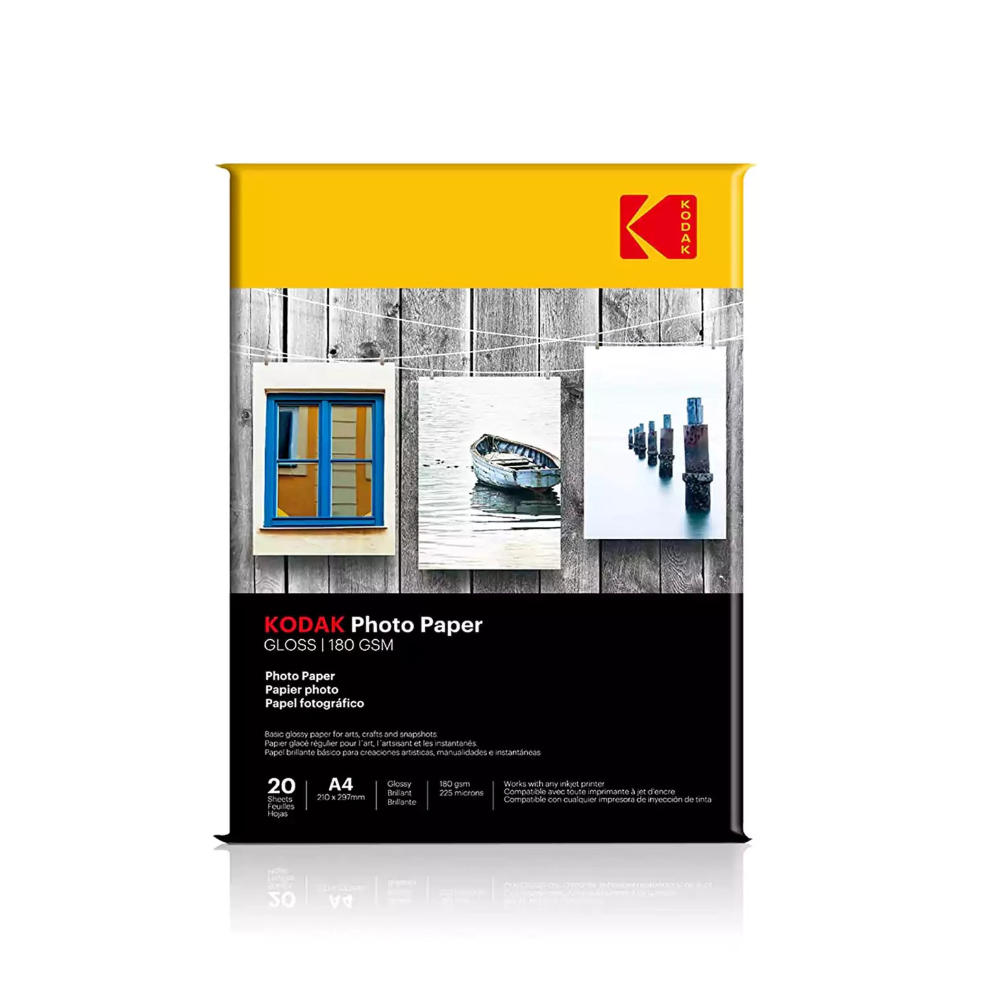 Kodak 180 GSM A4 Photo Paper 20 Sheets Pack Front