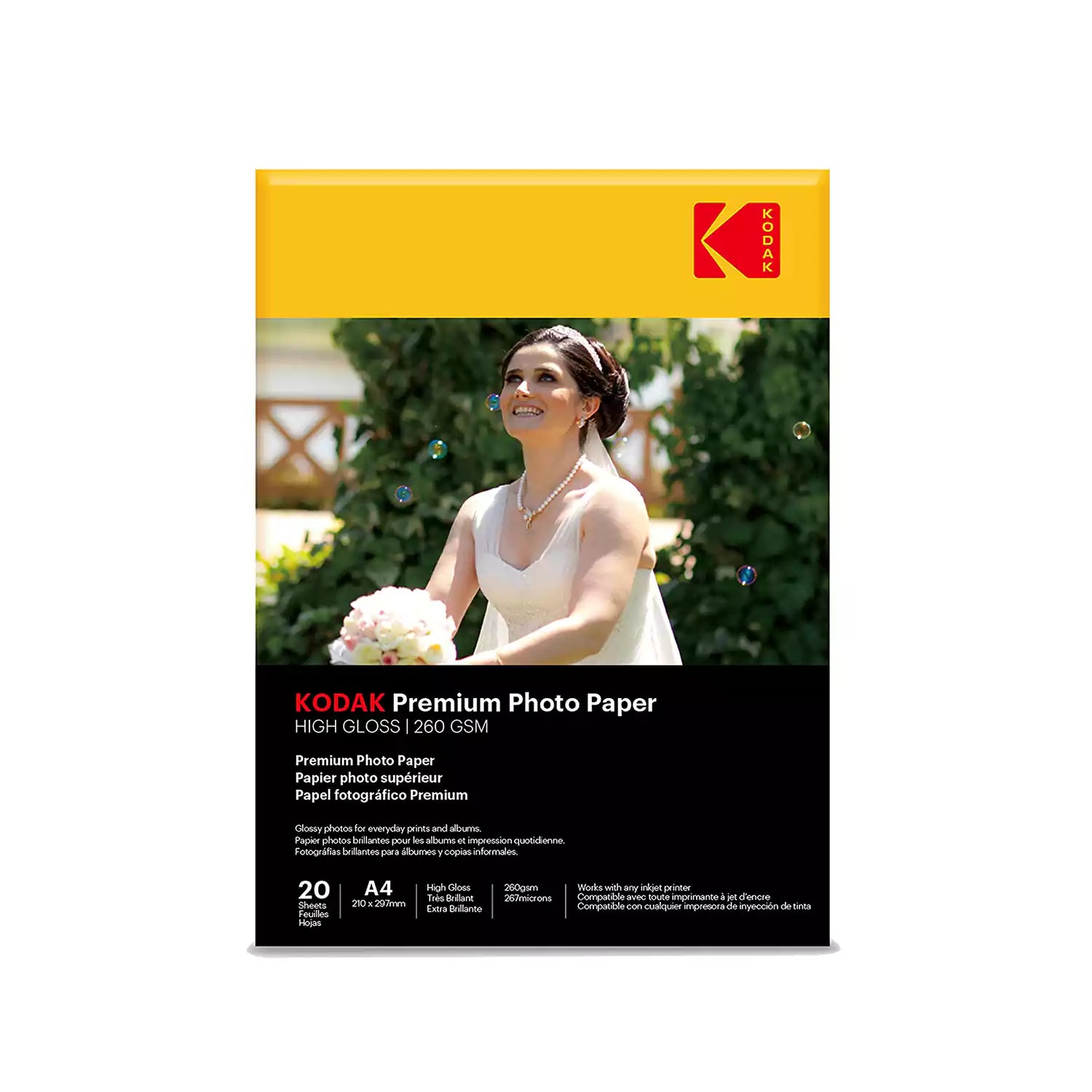 Kodak Premium 260 GSM A4 High Gloss Photo Paper 20 Sheets Pack Front