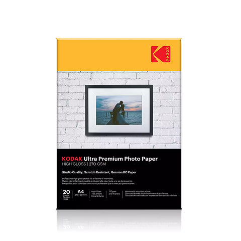 Kodak Ultra Premium 270 GSM A4 High Gloss Photo Paper - 20 Sheets