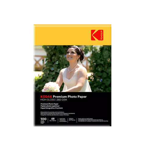 Kodak Premium 260 GSM 4R (4x6) High Gloss Photo Paper - 100 sheets