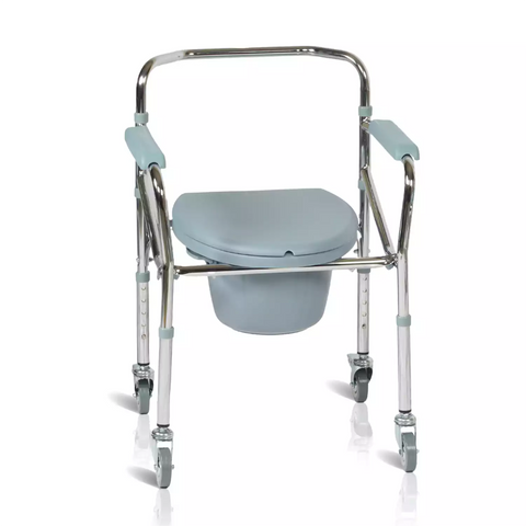 VMS Careline Foldable Commode Wheelchair - STANDARD