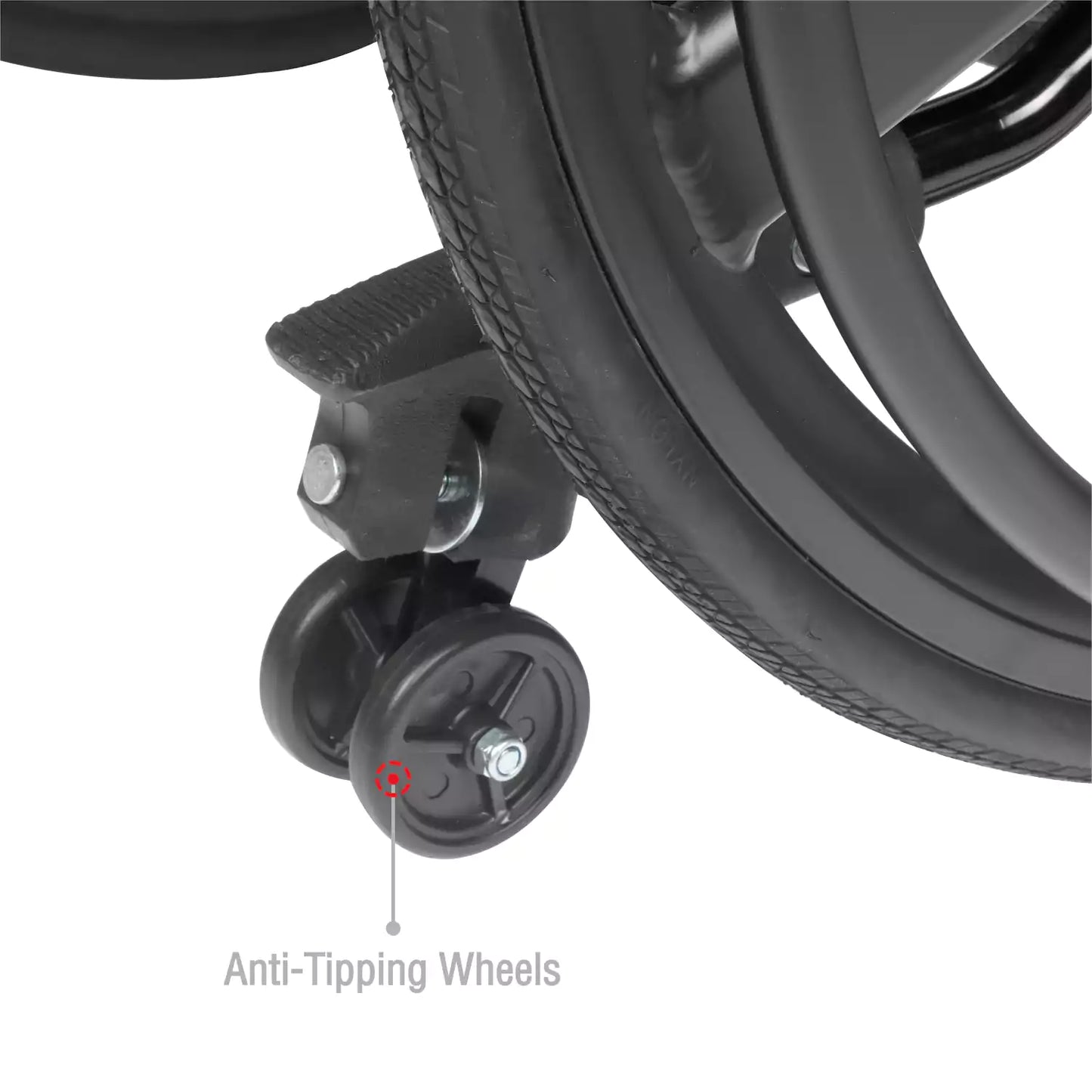 VMS Careline Foldable Sports Wheelchair LEISURE Features - Anti Tipping Wheels