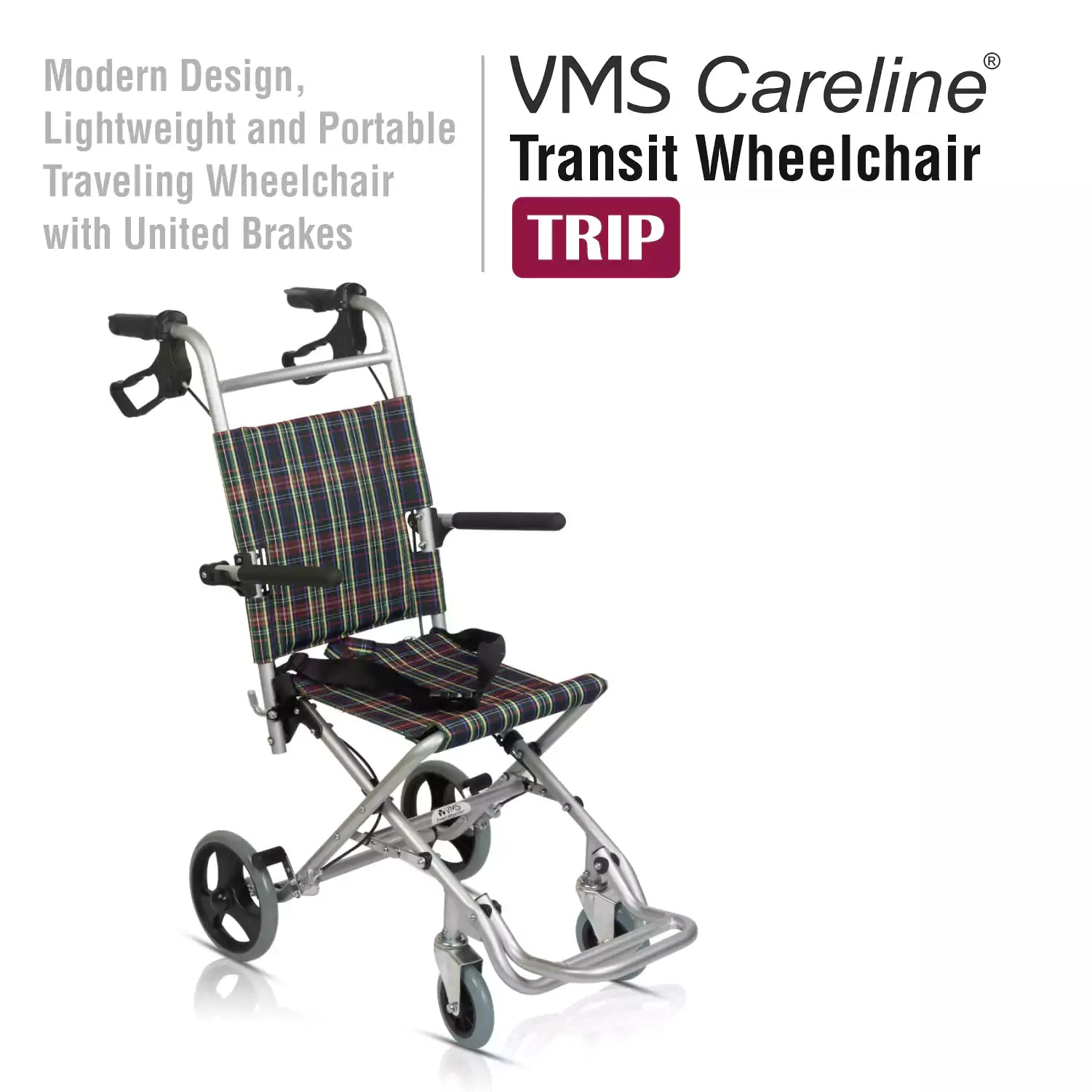 VMS Careline Foldable Transit Wheelchair TRIP