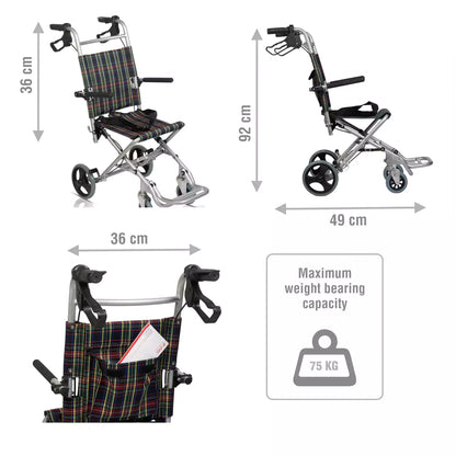 VMS Careline Foldable Transit Wheelchair TRIP Dimensions