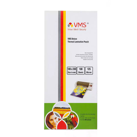 VMS Deluxe 125Mic 100mm x 230mm  Thermal Laminating Pouch - 100 Sheets