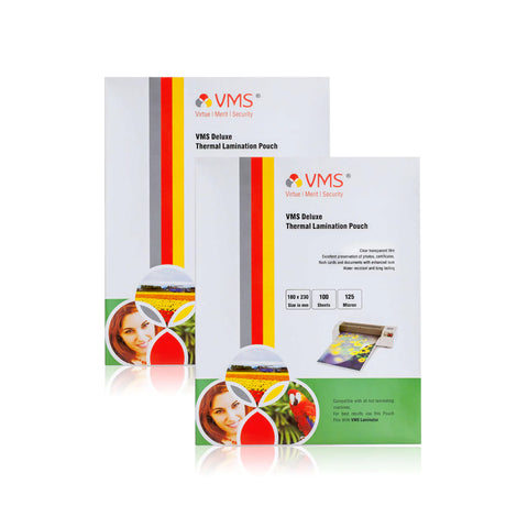 VMS Deluxe 125Mic 180mm x 230mm Thermal Laminating Pouch - 100 Sheets