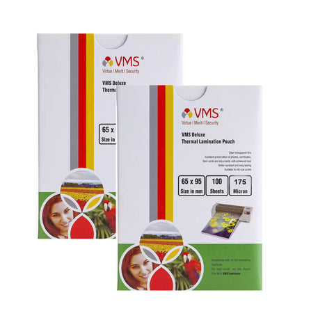 VMS Deluxe 175Mic 65mm x 95mm Thermal Laminating Pouch - 2 x 100 Sheets