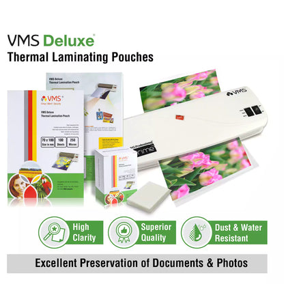 Features of VMS Deluxe Laminating Pouch-65x95mm-175Mic-Pack of 2-200 Sheets