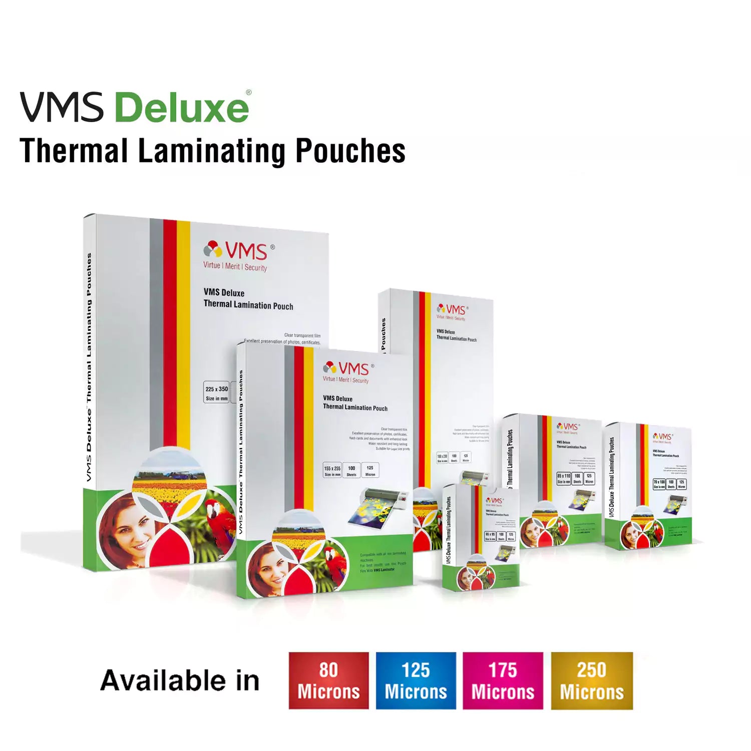 VMS Deluxe Laminating Pouch-65x95mm-175Mic-Pack of 2-200 Sheets-Available 80/125/175/250 Mic