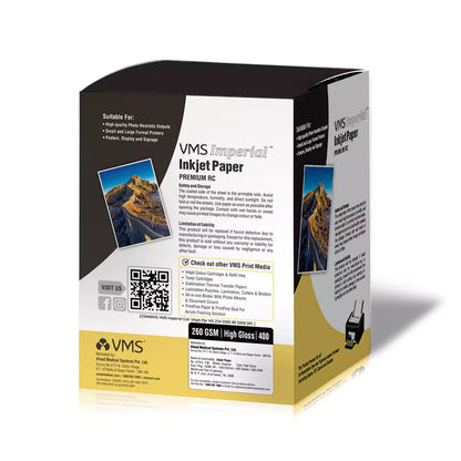 VMS Imperial 260 GSM 4R (4x6) High Gloss Photo Paper  400 Sheets Pack Back