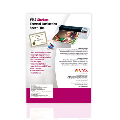 VMS StarLam Laminating Pouch-225x310mm-80Mic-100 Sheets-Back