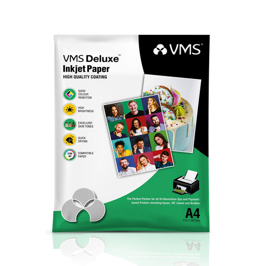 VMS Deluxe 130 GSM A4 Glossy Photo Paper 20 Sheets Pack Front