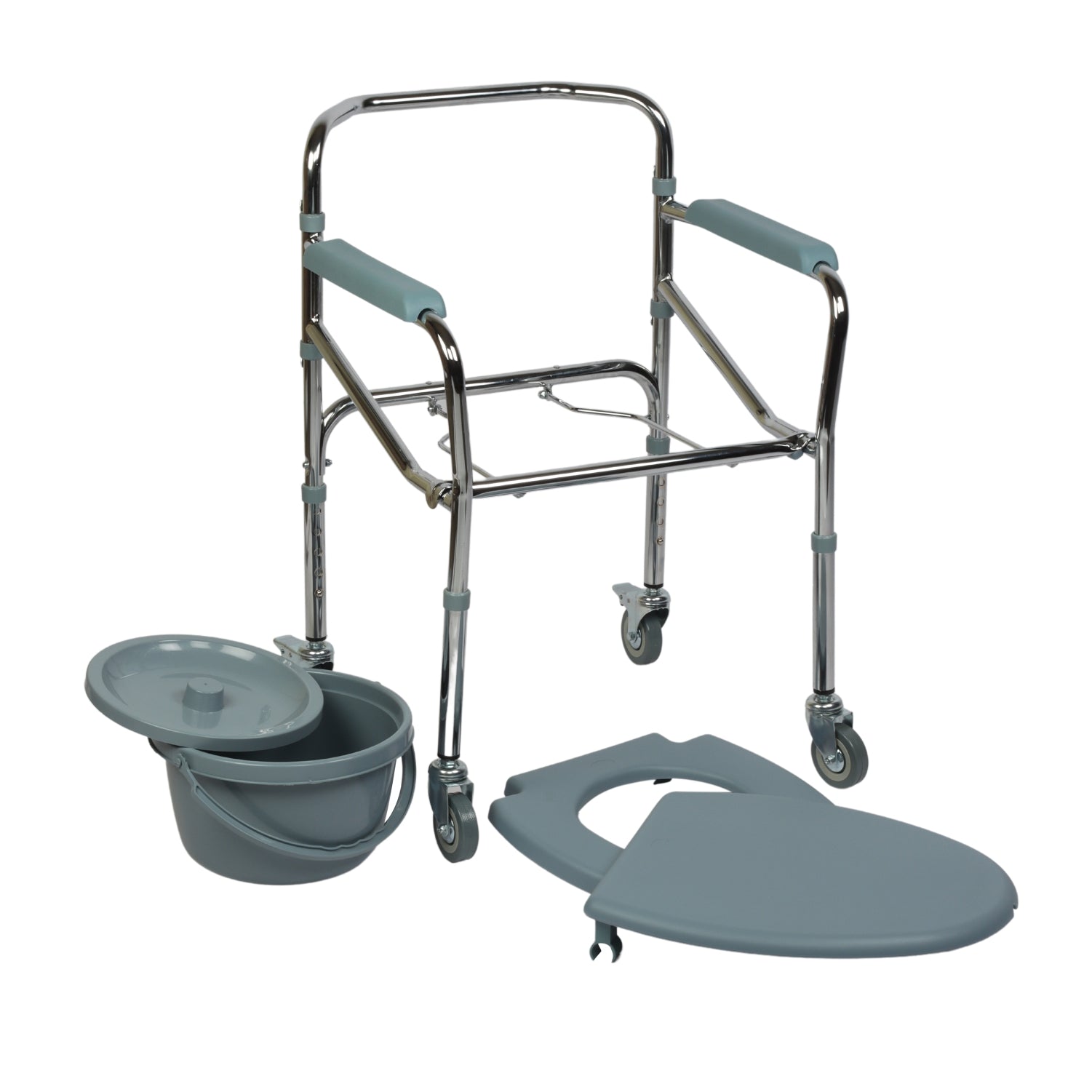 VMS Careline Foldable Commode Wheelchair STANDARD Features Removable Commode 