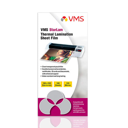 VMS StarLam Laminating Pouch-100x230mm-125Mic-100 Sheets-Front